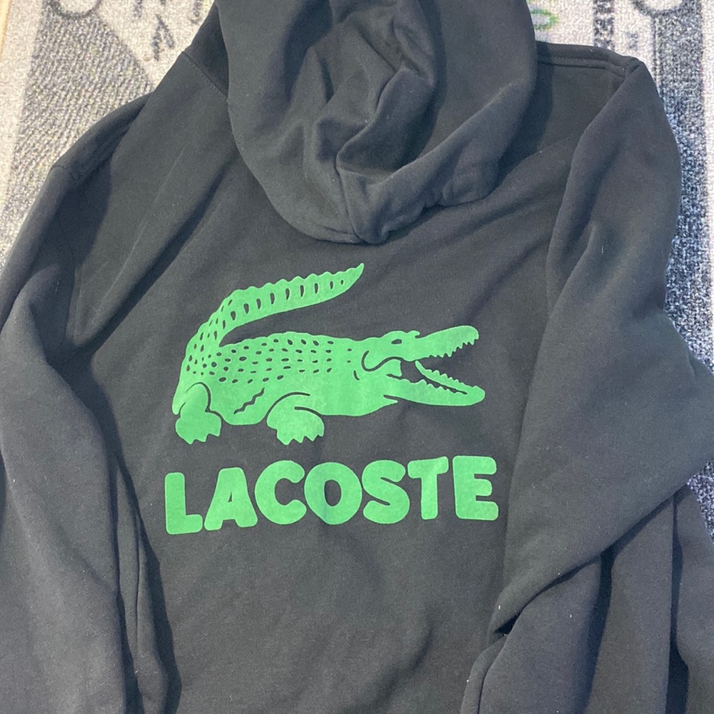 Authentic Men’s Lacoste Black/Green Long Sleeve Graphic Crocodile Hoodie Size XL